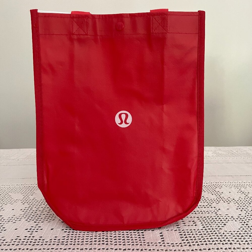 NEW Lululemon red & white small reusable tote bag
